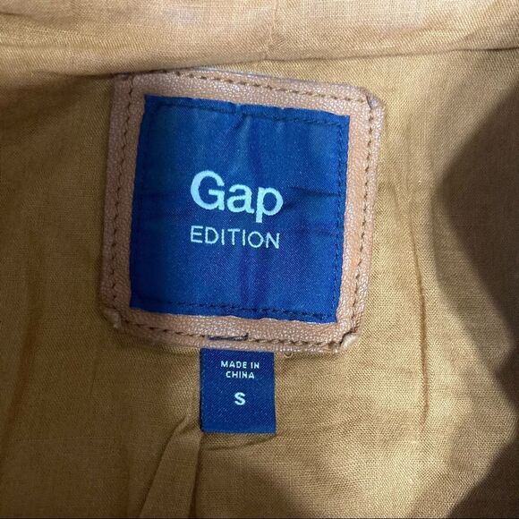 Gap Brown Leather Asymmetrical Button Up Moto Jacket Sz Small - Picture 5 of 8
